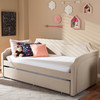 Baxton Studio Parkson Beige Curved Corner Sofa Twin Daybed with Roll-Out Trundle Bed 125-6842